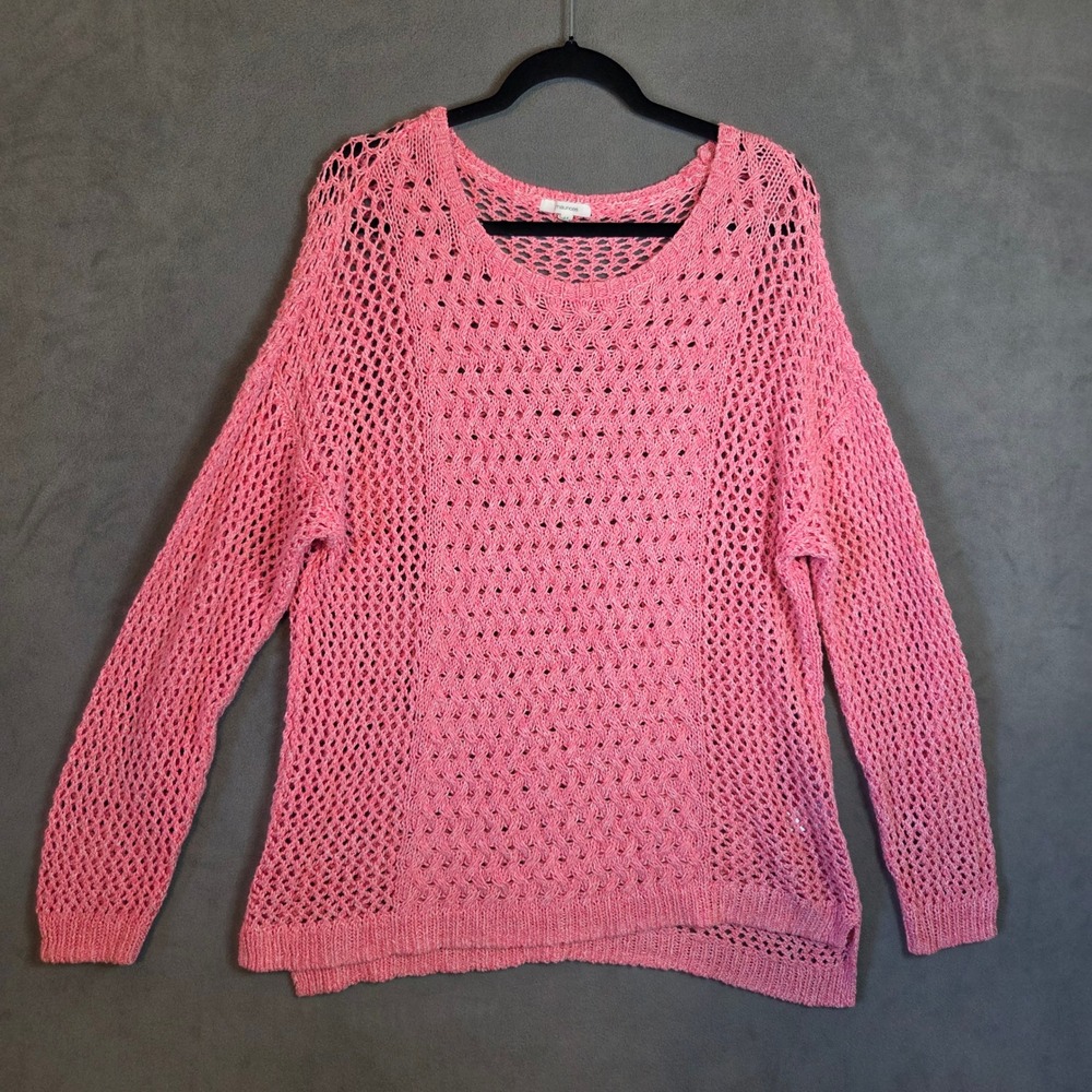 Maurices Open Knit Sweater Women's Size 2 (XS) Crochet Boho Coastal Oversized